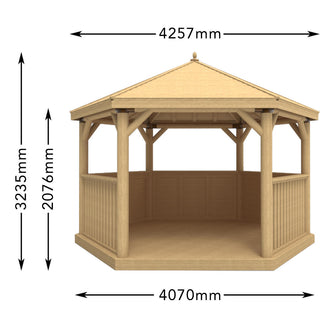 Furnished Cedar Tiled Roof Hexagonal 4m Gazebo