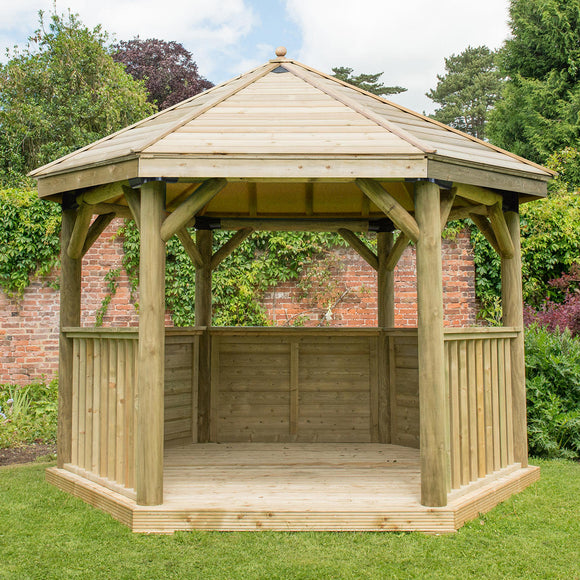 Timber Roofed Hexagonal 3.6m Gazebo