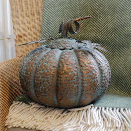 Coppered Effect Pumpkin Ornament