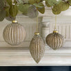 Matt Gold and Glitter Ribbed Bauble Trio Set