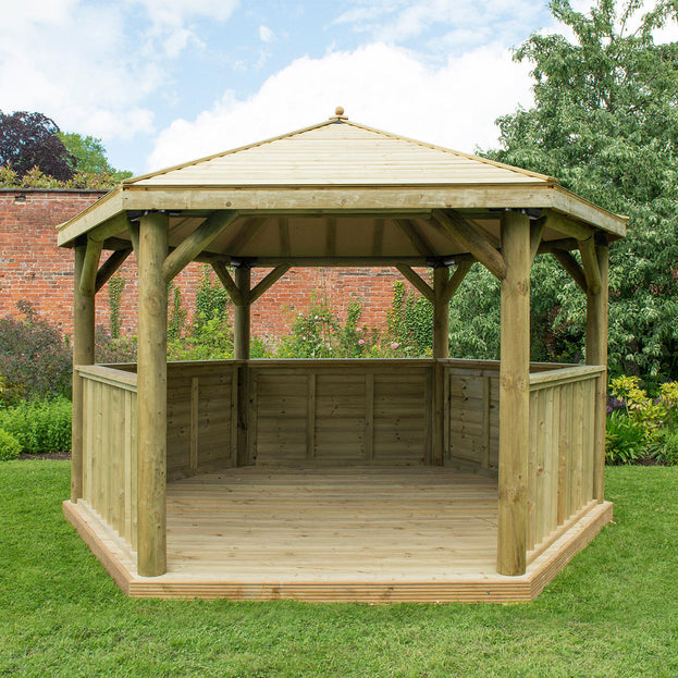 Timber Roofed Hexagonal 4m Gazebo