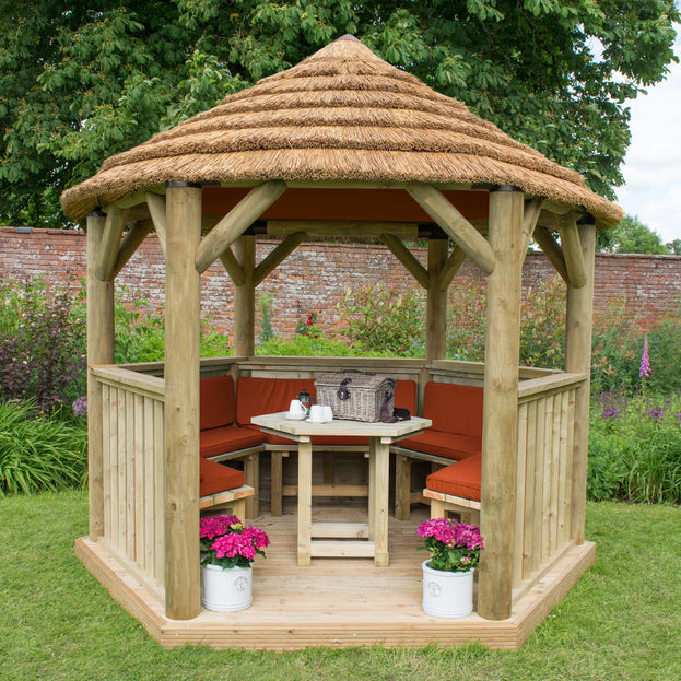 Furnished Thatched Hexagonal 3m Gazebo