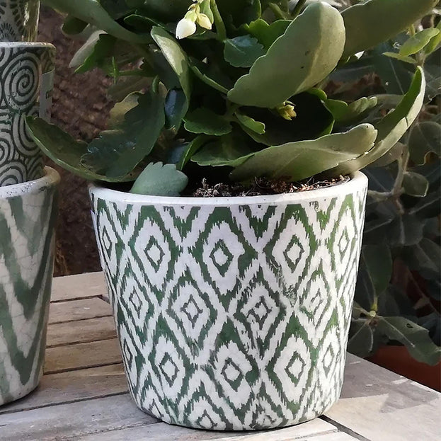 Aged Jardin Green Plant Pots