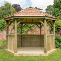 Cedar Tiled Roof Hexagonal 3.6m Gazebo