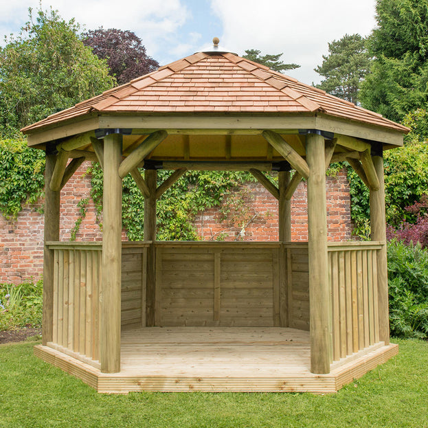 Cedar Tiled Roof Hexagonal 3.6m Gazebo