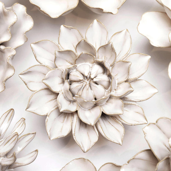 Ceramic Dahlia Flower Ivory