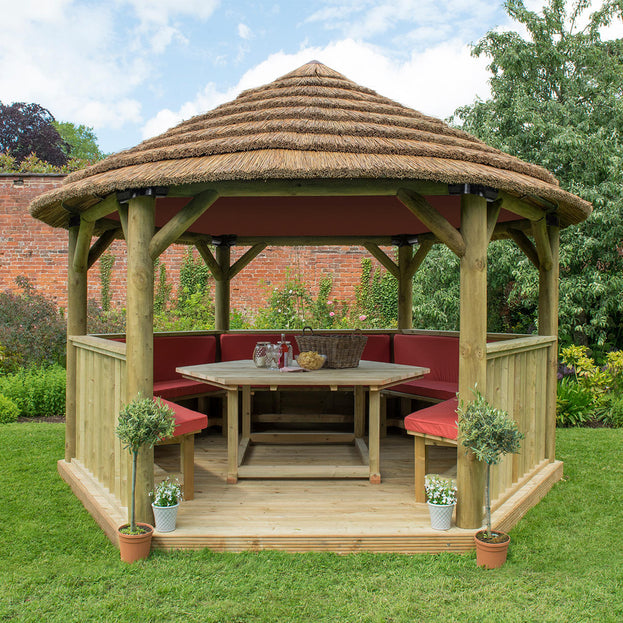 Furnished Thatched Hexagonal 4m Gazebo