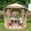 Furnished Timber Roofed Hexagonal 3m Gazebo