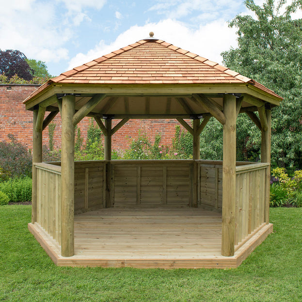 Cedar Tiled Roof Hexagonal 4m Gazebo