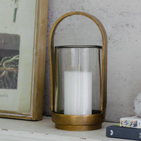 Vintage Brass Effect Hurricane Lantern