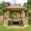 Furnished Cedar Tiled Roof Hexagonal 3.6m Gazebo