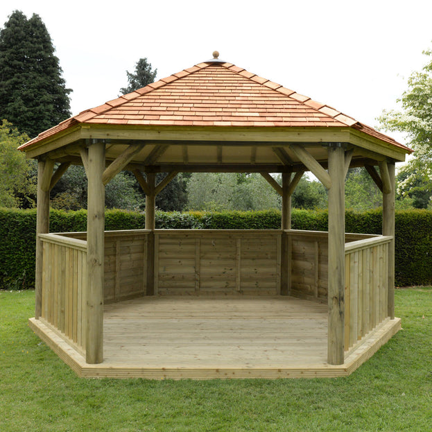 Cedar Tiled Roof Hexagonal 4.7m Gazebo