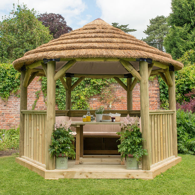 Furnished Thatched Hexagonal 3.6m Gazebo