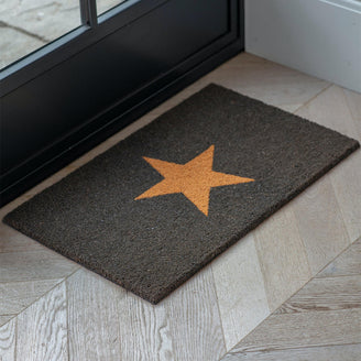 Charcoal Doormat with Single Natural Star (4653732528188)