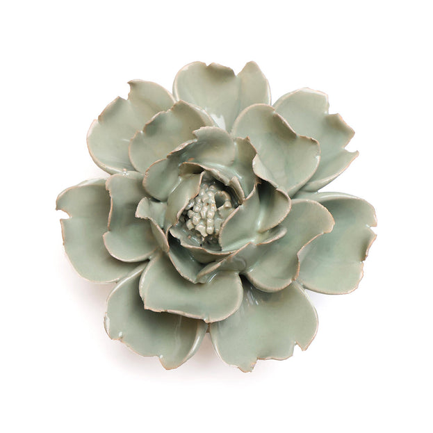 Ceramic Rose Flower Pale Green