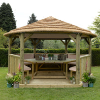 Furnished Thatched Hexagonal 4.7m Gazebo