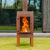 Glass and Corten Steel Wood Burning Stove