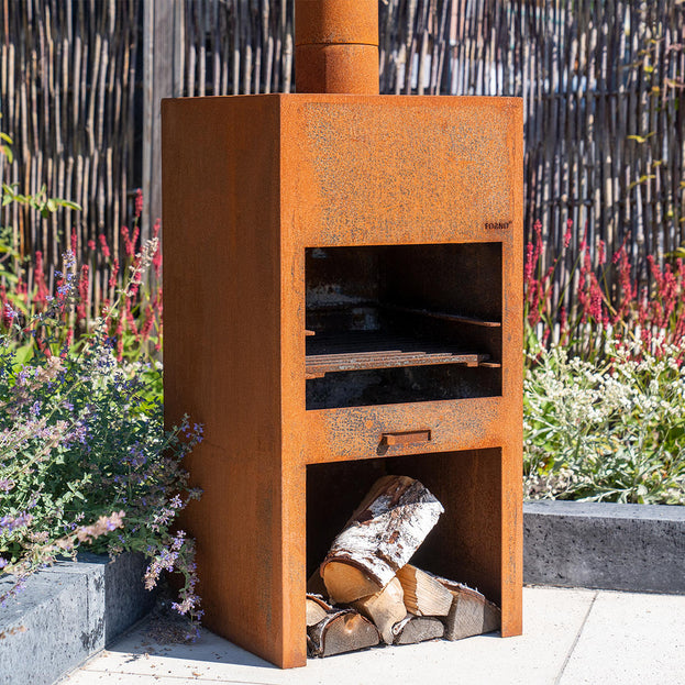 Stigur Corten Steel Outdoor Fireplace Stove