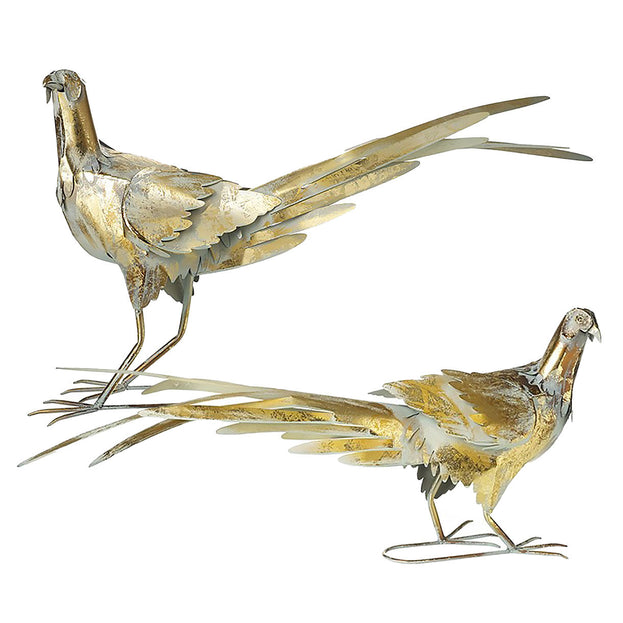 Strutting Gold Metal Pheasant Decorations