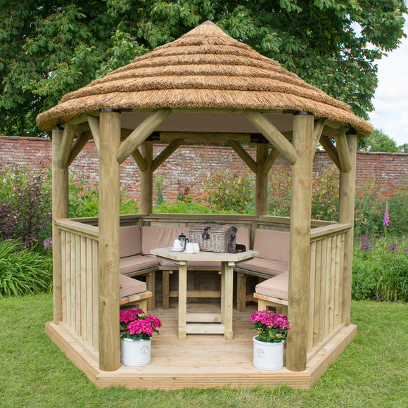 Furnished Thatched Hexagonal 3m Gazebo