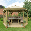 Furnished Timber Roofed Hexagonal 4m Gazebo