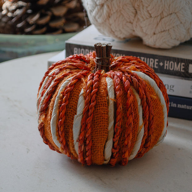 Natural Rustic Dried Grass Pumpkin Decoration