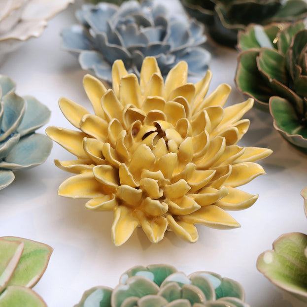 Ceramic Chrysanthemum Flower Golden Yellow