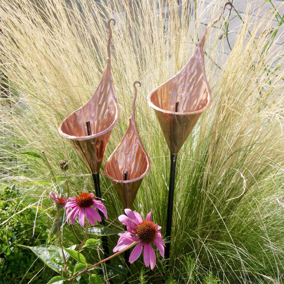 Copper Fluted Lily Sculptures