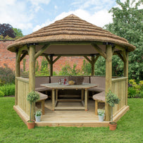 Furnished Thatched Hexagonal 4m Gazebo