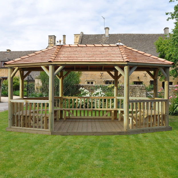 Furnished Oval Gazebos with Cedar Roof