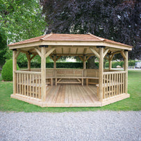 Furnished Oval Gazebos with Cedar Roof