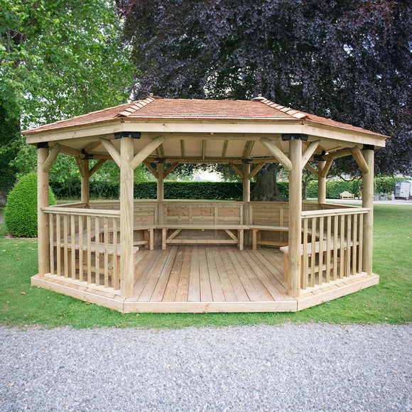 Furnished Oval Gazebos with Cedar Roof