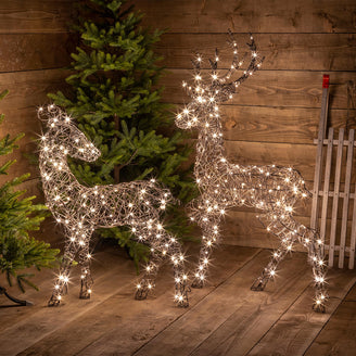 Outdoor Wicker LED Pair of Deer (4659539181628)