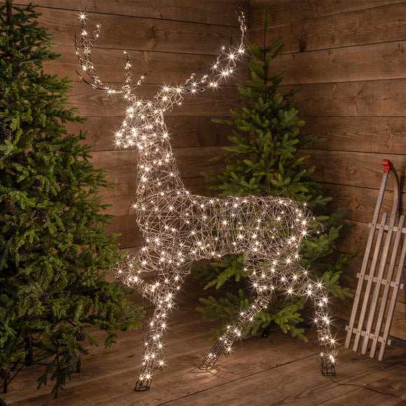 Outdoor Wicker LED Standing Reindeer (4651938185276)