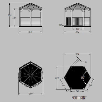 Thatched Hexagonal 3m Gazebos (4650471915580)