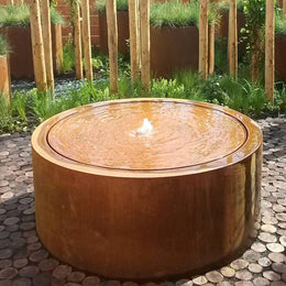 Corten Steel Round Water Pool with Fountain