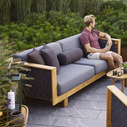 Angle Lounge 3 Seat Sofa with Teak Frame