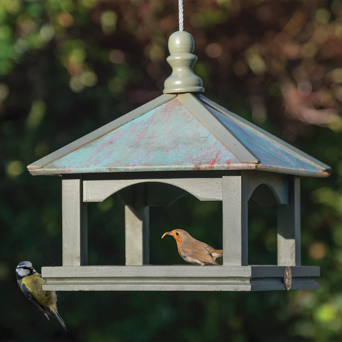 Buy Classic Copper Roofed Hanging Bird Table — The Worm that Turned ...