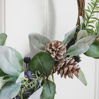 Blueberry Half Wreath with Pinecones (7020619300924)