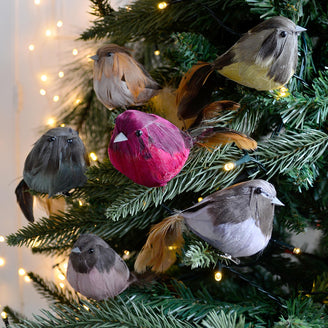 Feathered Finches Tree Decorations (4653377945660)