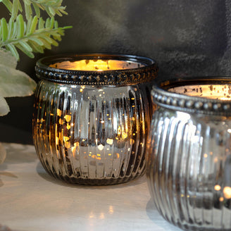 Antiqued Mirrored Silver Glass Votive (7153048027196)