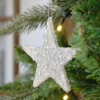 Glittered Glass Star Decoration (4649580724284)
