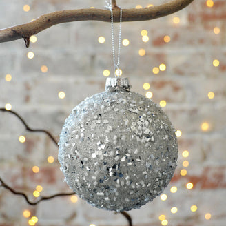 Silver Confetti Covered Bauble (4651926913084)