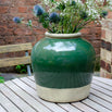 Olive Green Glazed Stone Urn (7178178854972)