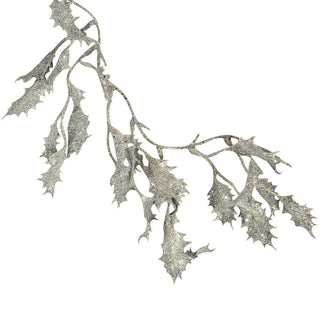 Silver Glittered Holly Garland (4651926388796)