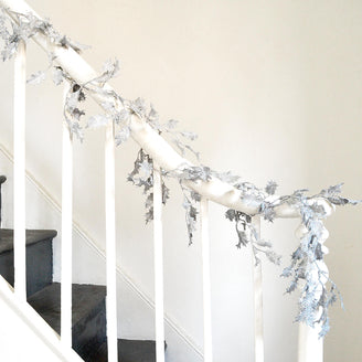 Silver Glittered Holly Garland (4651926388796)