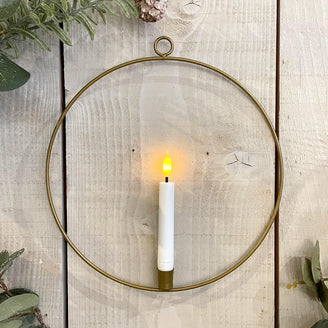 Hanging Gold Ring with Flickering LED Candle (7012211687484)