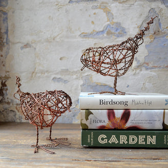 Pair of Copper Wire Bird Sculpture (4653407404092)