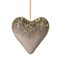 Blush Velvet Glitter Hanging Heart (6659359637564)