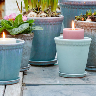 Lacepot Edged Glazed Plant Pot Mixed Blues (7138279784508)